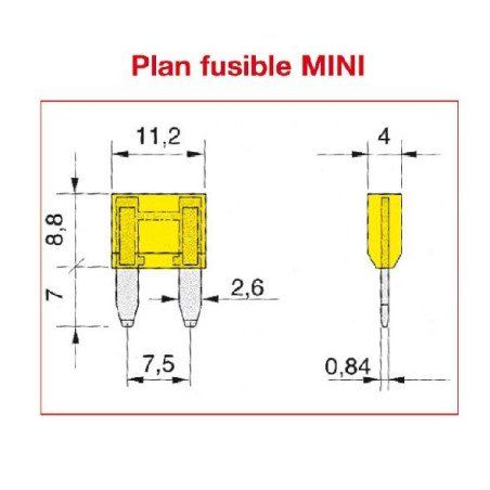 Fusible MINI SAE J 2077 - ISO 8820   10 AMPERE ROUGE