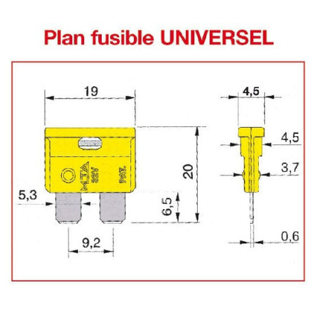Fusible UNIVERSEL 3A SAE J 1284 / DIN 72581 - ISO 8820