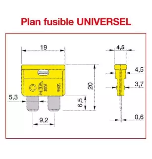 Fusible UNIVERSEL SAE J 1284 / DIN 72581 - ISO 8820 30 AMP