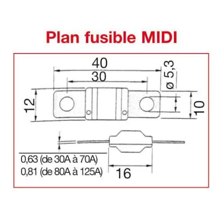 FUSIBLE MIDI 200 AMPERES