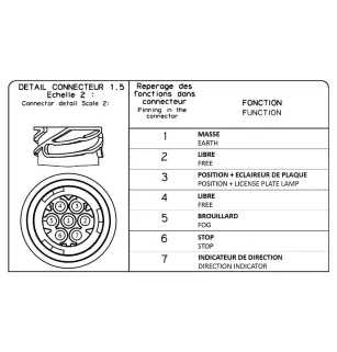 725 - Feu arrière Gauche avec connecteur AMP 1.5 - 7 voies arrière IVECO