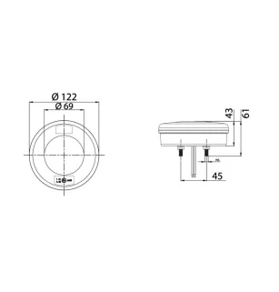 FRR - Feu arrière LED rond LED VIGNAL D14348