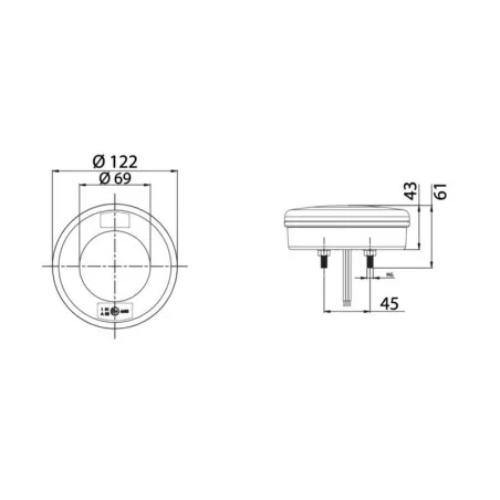 FRR - Feu arrière LED rond LED VIGNAL D14348