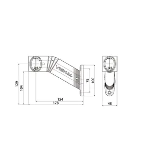 DX LED - Linke Umrissleuchte LED 12/24V Kristall + Rot + Bernstein VIGNAL D14425