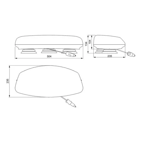 MULTILED - Mini-rampe MULTILED magnetique avec 3 ventouses MULTIFONCTION (rotative - FLASH -2 FLASH)