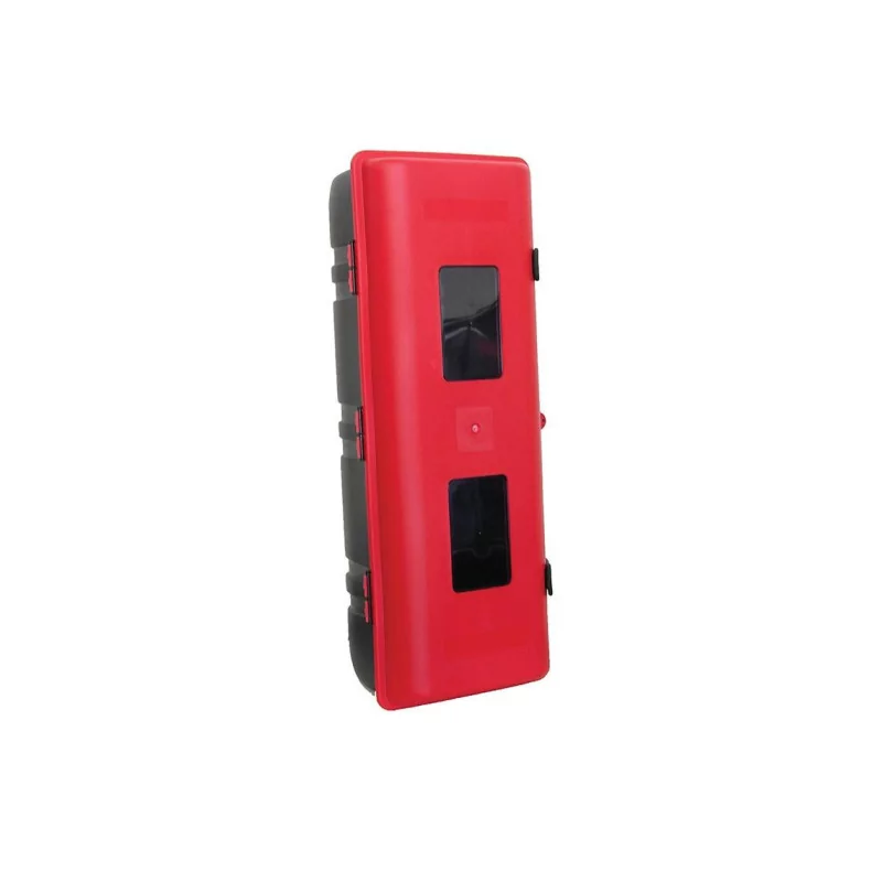 Feuerlöscherboxen – Feuerlöscherbox 9 kg, rotes Kunststoffband