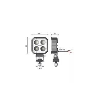 CARBONLUX - Farol de trabalho LED CARBONLUX quadrado 90X90mm - cabo VIGNAL D14547