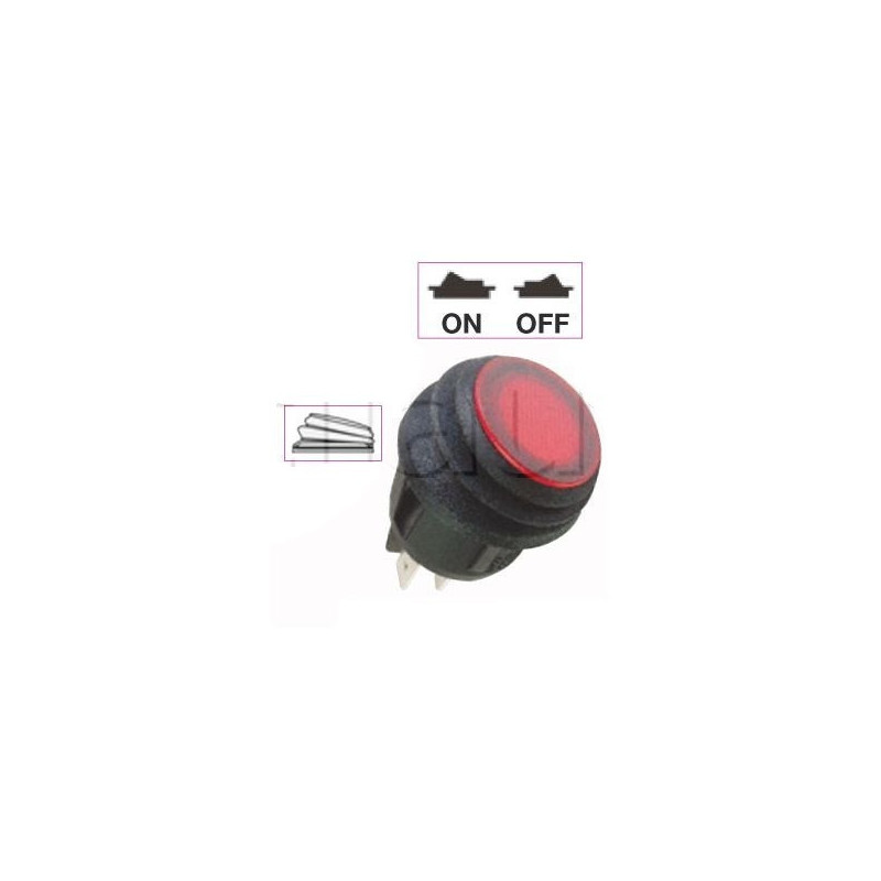 Mini interrupteur à bascule ON-OFF - Perçage ø 20 mm - Eclairage par LED24V
