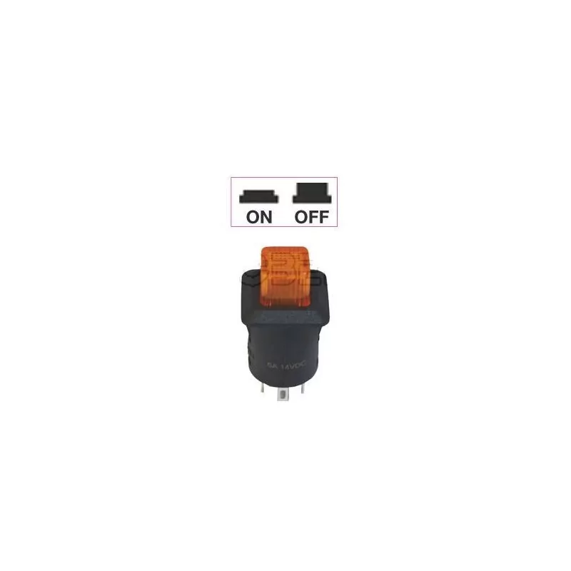 Interrupteur - contacteur à bouton poussoir ON-OFF - Avec bouton Led lumineux ORANGE 12V