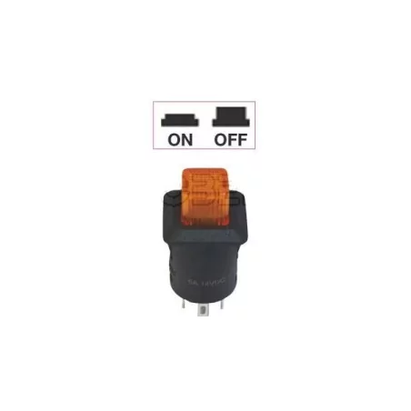 Interrupteur - contacteur à bouton poussoir ON-OFF - Avec bouton Led lumineux ORANGE 12V