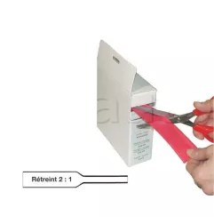 Gaine thermorétractable - Boîte dévidoir carton - Rétreint en diamètre 2 : 1 - Standard ROUGE 1,6mm(15M)