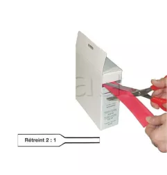 Varela termorettable - caja de carrete de cartón - retirada en diámetro 2: 1 - Rojo estándar 2.4 mm (15 m)