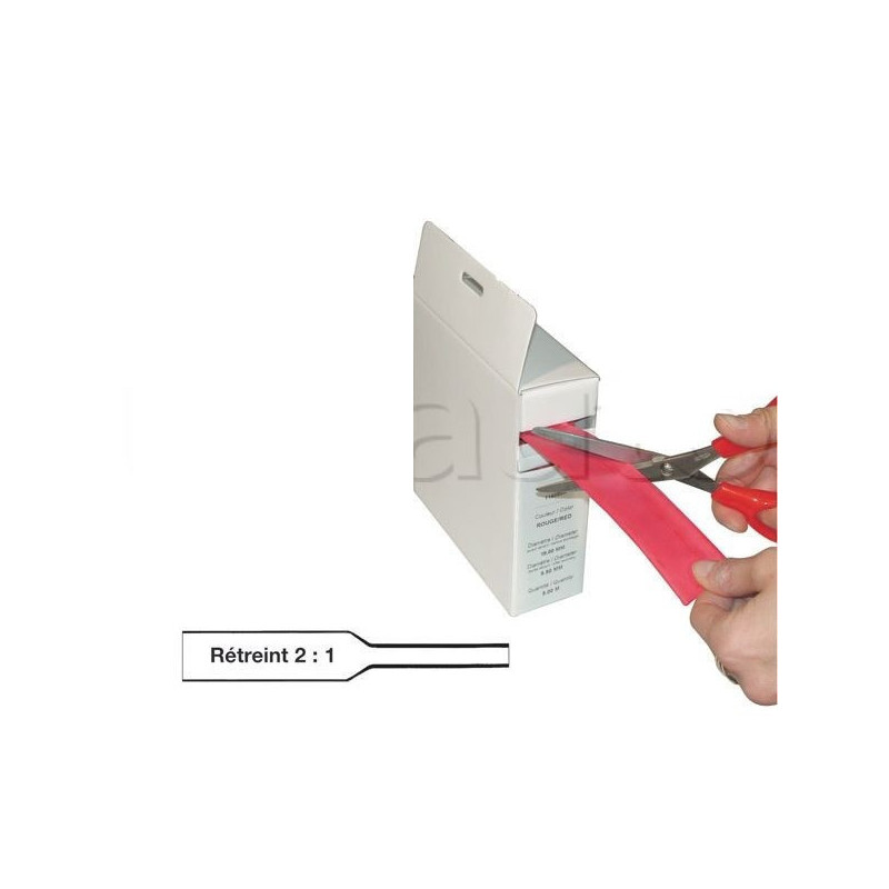 Gaine thermorétractable - Boîte dévidoir carton - Rétreint en diamètre 2 : 1 - Standard NOIRE 3,2mm(15M)