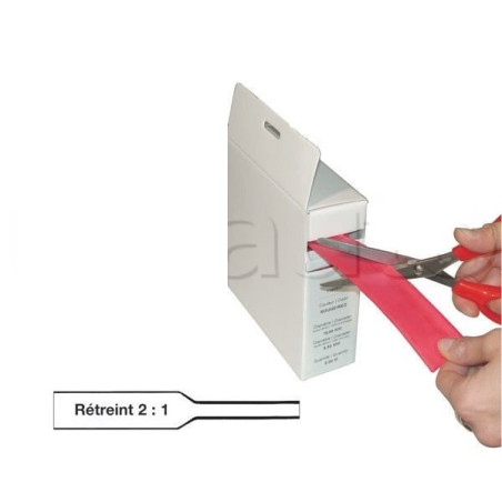 Gaine thermorétractable - Boîte dévidoir carton  ROUGE 3,2mm(15M)