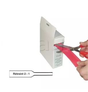 Thermorettable sheath - Cardboard reel box - Removed in diameter 2: 1 - Black standard 6.4mm (12m)