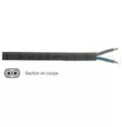 Câble plat double isolation - HO5VVH2F  2x1mm2 NOIR RLX 100m