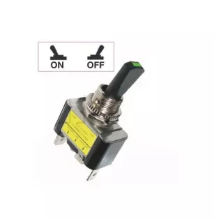 Interruttori a canna di plastica da 15 mm con luce a LED luminosa - Collegamenti per fogli da 6,35 mm - Serie 12 V verdi ad