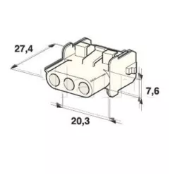 Mate and lock connectors Type AMP with clipping of 3 -way COSS FEM boxes