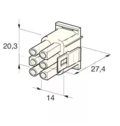 Mate and locks connectors type AMP with 6 -way box clipper cosse male