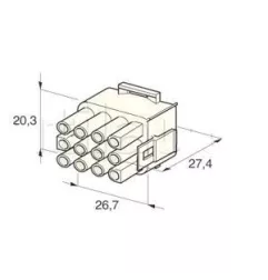 Connecteurs MATE AND LOCK type AMP avec clipsage des boîtiers 12 VOIES COSSE MALE