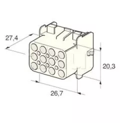 Mate and lock connectors Type AMP with 12 -way clipping Cosses Female
