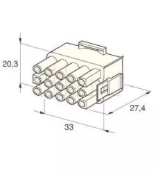 Connecteurs MATE AND LOCK type AMP avec clipsage des boîtiers 15 VOIES COSSE FEMELLE
