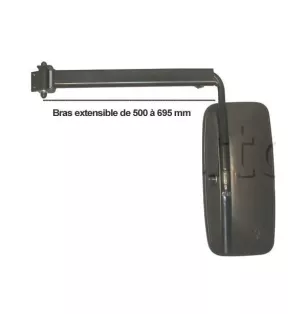 Large model rear view mirror for agricultural tractor cabin or machine + Right arm spare cup