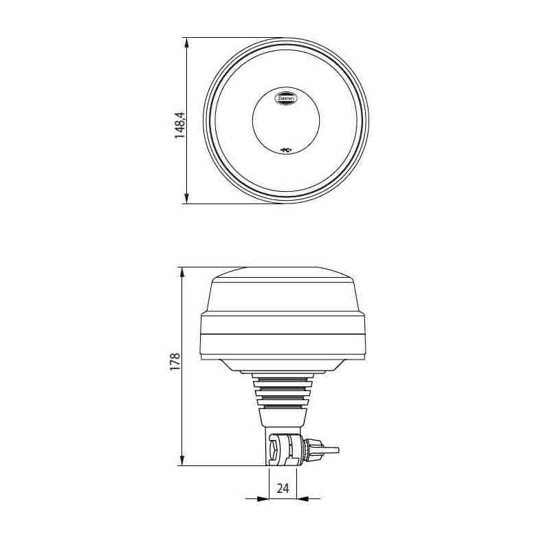 Gyrophare Flash -LED -Effekt auf flexible Stange - 10/30 Volt - IP67