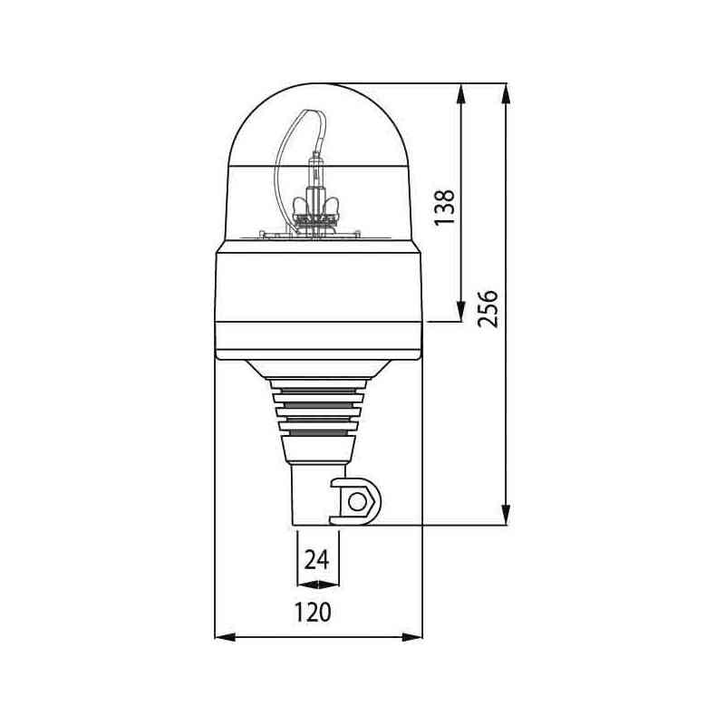 Beacon arancione su asta flessibile infrangibile - 12/24 volt Beacon arancione su asta flessibile infrangibile - 12/24 volt
