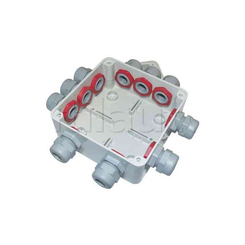 Caja de cambios de conexión con salidas de disputamiento - l 100 x w 100 x h 50 mm Caja de cambios de conexión con salidas de disputamiento - l 100 x w 100 x h 50 mm