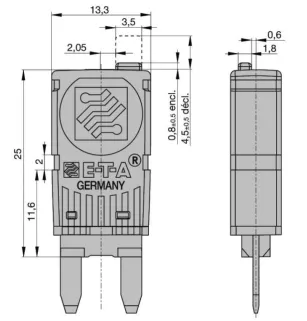 Fusibles disjoncteurs MINI réarmables manuellement 5A