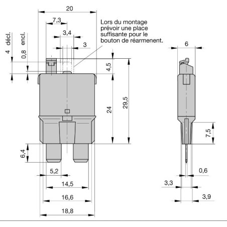 Fusibles disjoncteurs déclenchables et réarmables manuellement 10A