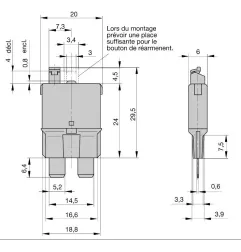 Fuses Timed and rearmable circuit breakers manually 30A