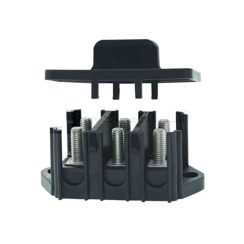 Bloque de 3 vías con tapa para la conexión del cable 6 barra M6x5 Bloque de 3 vías con tapa para la conexión del cable 6 barra M6x5