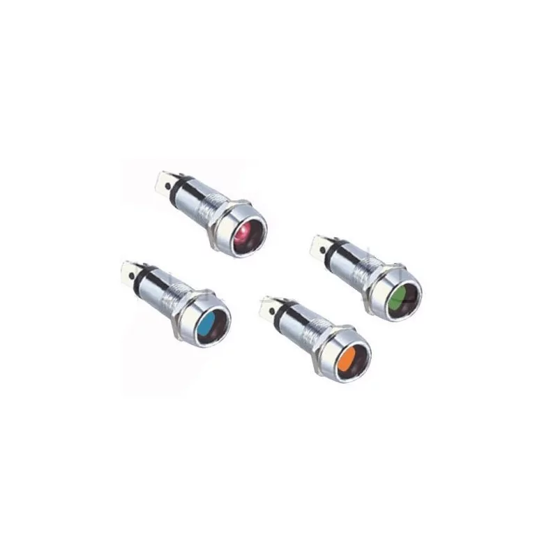 Voyant à Leds 12 et 24 Volts corps métal 14MM ORANGE 12V