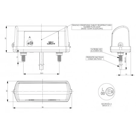 Éclaireur de plaque à led - 3 LED 12/24 VOLTS