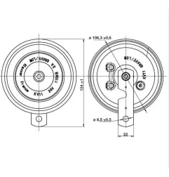Aviso eletromagnético Ø 106 mm 24V.
