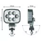 Phare de travail rectangle 6 Leds - 10/30 volts - L 120 x H 135 x Ep 53 mm - IP69K