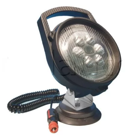 Phare de travail rond 6 Leds type CREE - Avec interrupteur - 10/30 volts - ø 164 x H 243 x Ep 102 mm - IP68