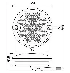 Feu antibrouillard modulaire à Leds - 9/33 Volts - ø 95 mm - IP67