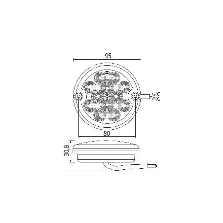 Feu avant modulaire à Leds - 9/33 Volts - ø 95 mm - IP67