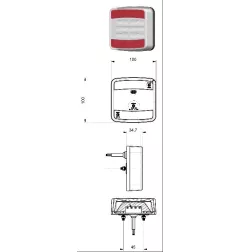 Feu arrière compact à Leds - 10/30 Volts - 100 X 100 X 35 mm