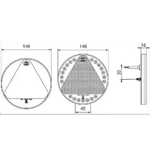 Feu compact à Leds extra plat - 10/30 Volts - ø 148 x Ep 16 mm - IP67