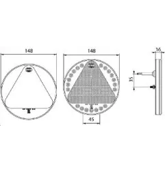 Feu compact à Leds extra plat avec connecteur type AMP - 10/30 Volts - ø 148 x Ep 16 mm - IP67