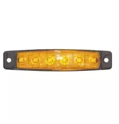 Feu d'encombrement 6 Leds extra plat type tuning - A plaquer - IP67 ORANGE 12V
