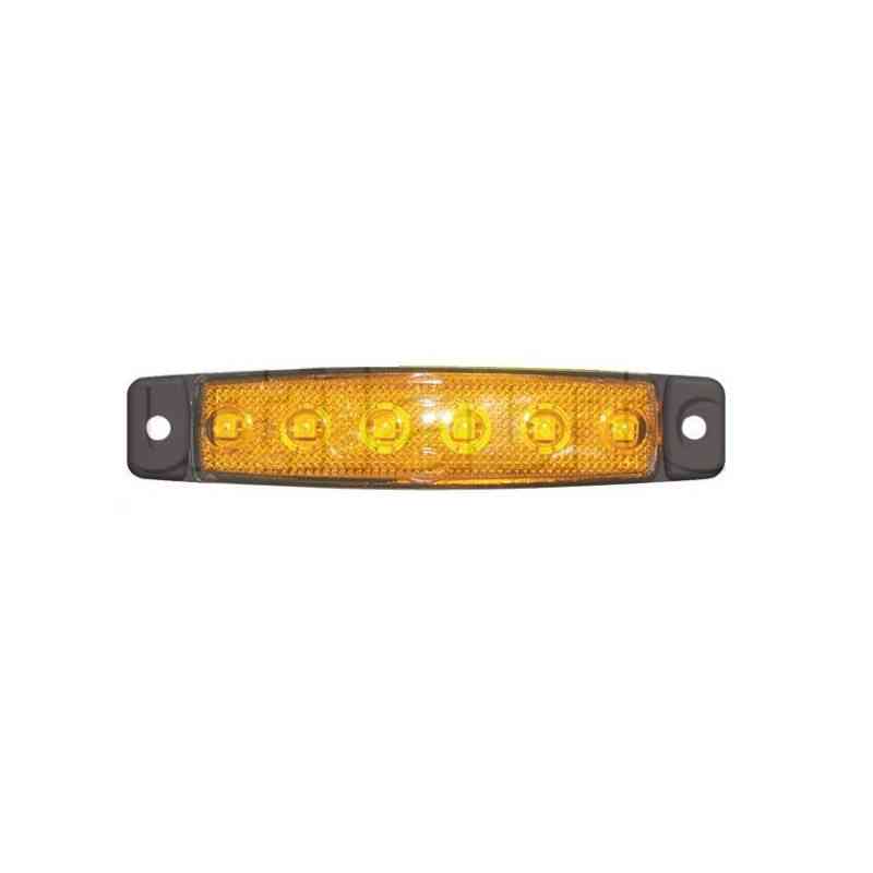 Feu d'encombrement 6 Leds extra plat type tuning - A plaquer - IP67 ORANGE 12V Feu d'encombrement 6 Leds extra plat type tuning - A plaquer - IP67 ORANGE 12V
