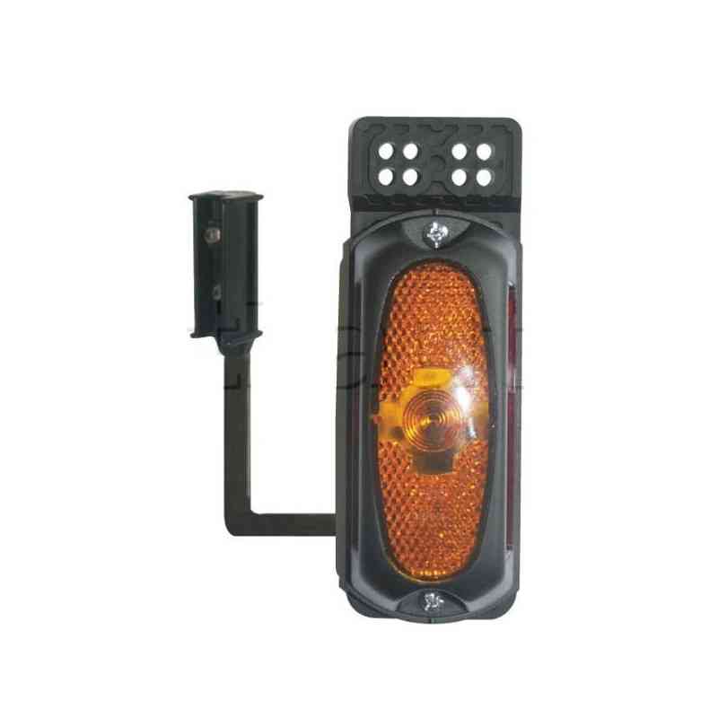 Feu tricolore rouge / blanc / orange sur patte droite - A ampoule - L 50 x H 150 mm 12 Volts Feu tricolore rouge / blanc / orange sur patte droite - A ampoule - L 50 x H 150 mm 12 Volts