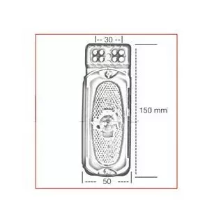 Feu tricolore rouge / blanc / orange sur patte droite - A ampoule - L 50 x H 150 mm 12 Volts