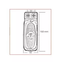 Feu tricolore rouge / blanc / orange sur patte droite - A ampoule - L 50 x H 150 mm 24 Volts