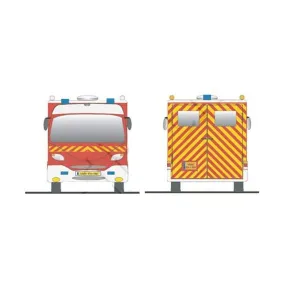 Bande adhésive alternée - rouge/jaune fluo pour véhicules de secours et lutte contre l'incendie2x45M JAUNE/ROUGE POMPIER